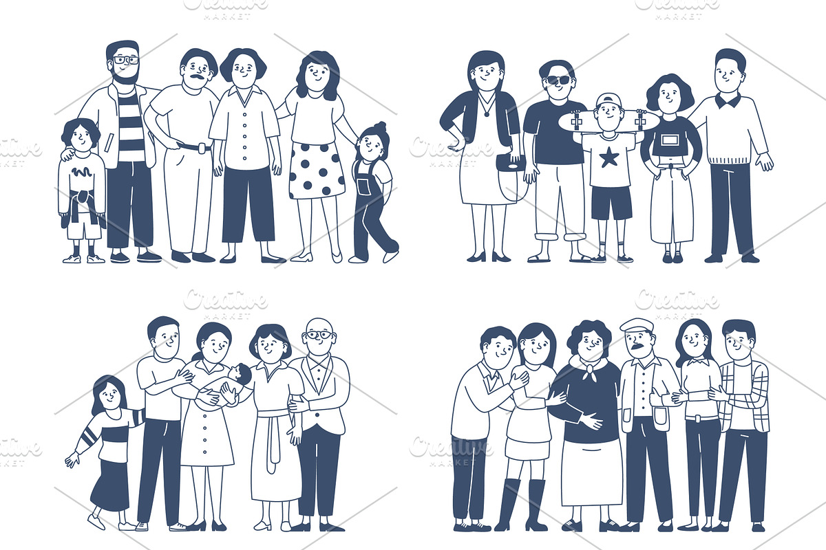 Doodle family characters. Different, a Person Illustration by LadadikArt