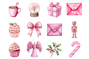 Pink Christmas Doodles Clipart, an Illustration by Design Market (Thumbnail 3 of 3)