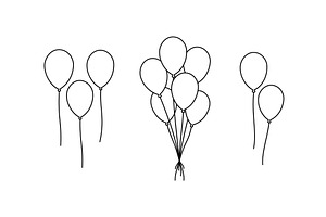 Outline balloons. Minimal line, an Object Illustration by GraphiShop