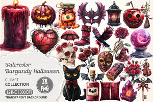 Burgundy Halloween Clipart, an Illustration by Dream Creation