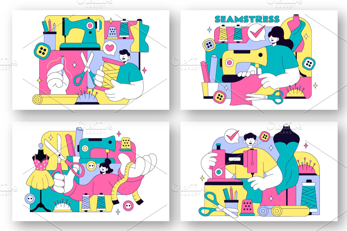 10 Seamstress Vector Illustration, a Person Illustration by denayunebgt (Photo 2 of 4)