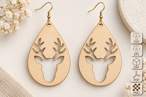 Christmas Reindeer Earrings SVG