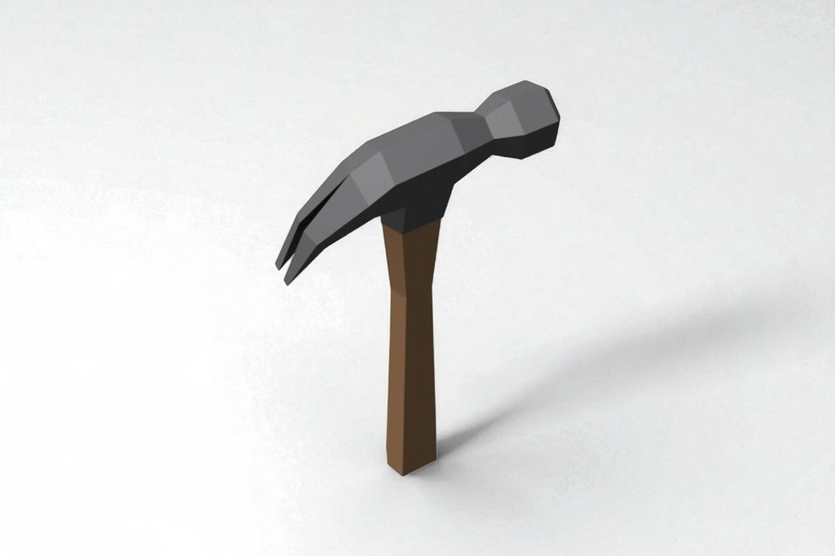 Curved hammer - 3d papercraft, a Print Template by PAPER amaze