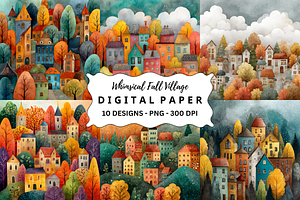Whimsical Fall Village Backgrounds