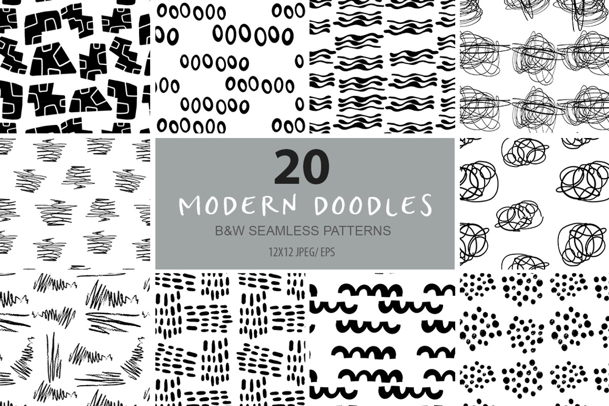 Abstract Doodles Patterns & Elements, an Illustration by Sweet Fig (Photo 5 of 12)