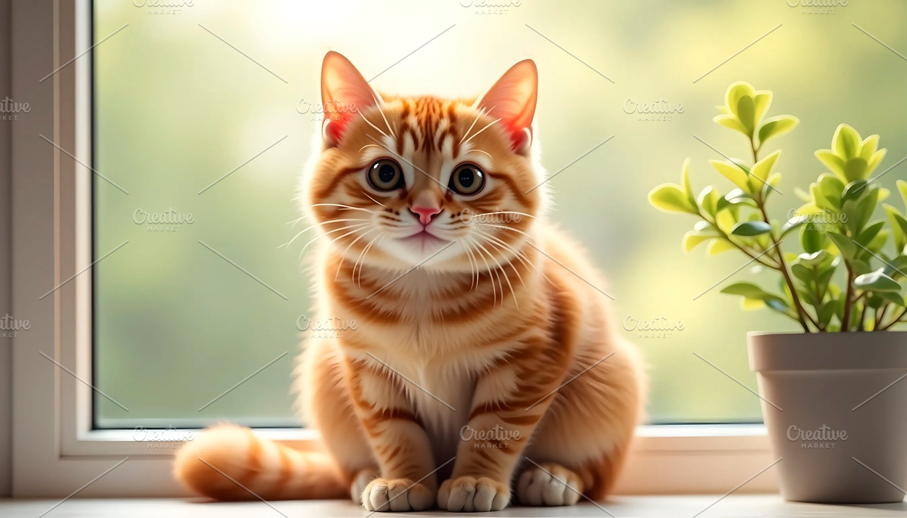 Chubby Tabby Cat Enjoying Sunlight I, a Photo by LOGOCREATIVE