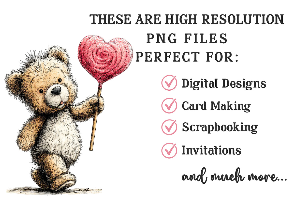 Valentines Teddy Bear Clipart, an Illustration by OK Design (Photo 4 of 6)