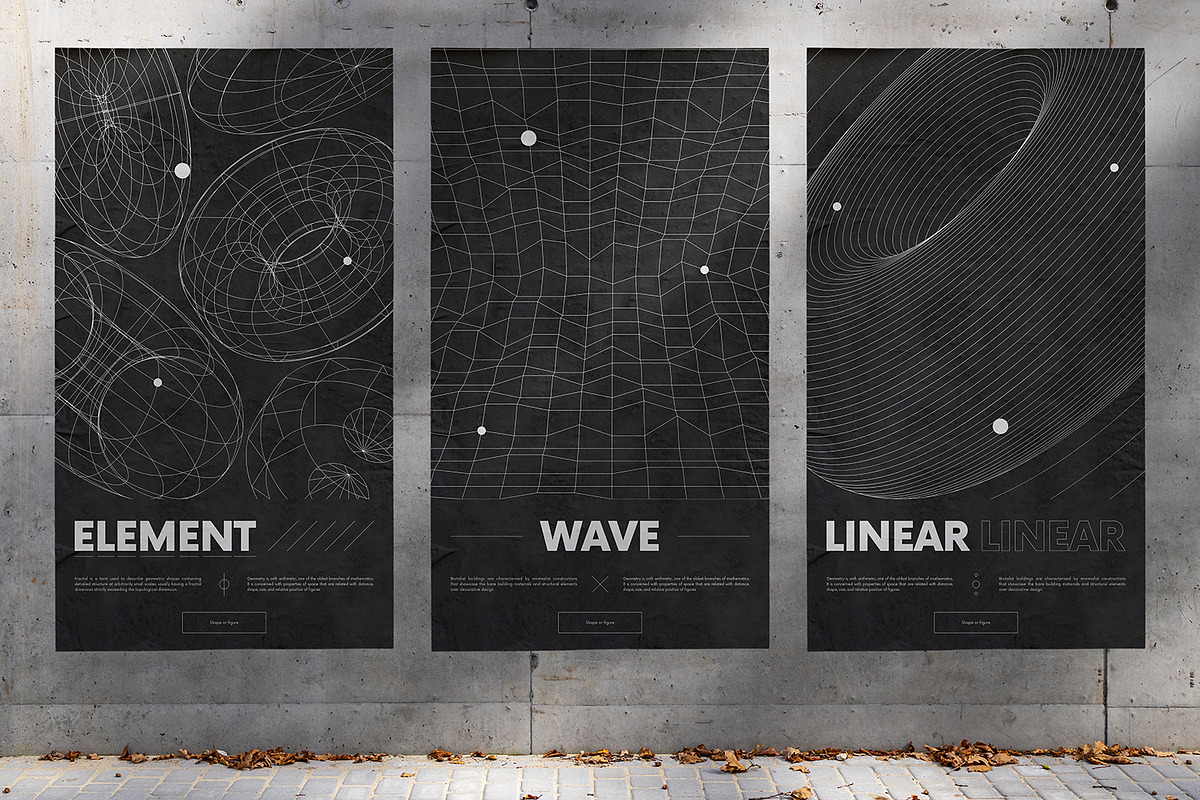 Posters with wireframes shapes | 1, a Graphic by MaximGertsen (Photo 4 of 6)