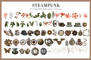 Steampunk 70 Elements ClipArt