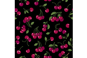 Cherry patterns. seamless textile, a Food Illustration by Onyx