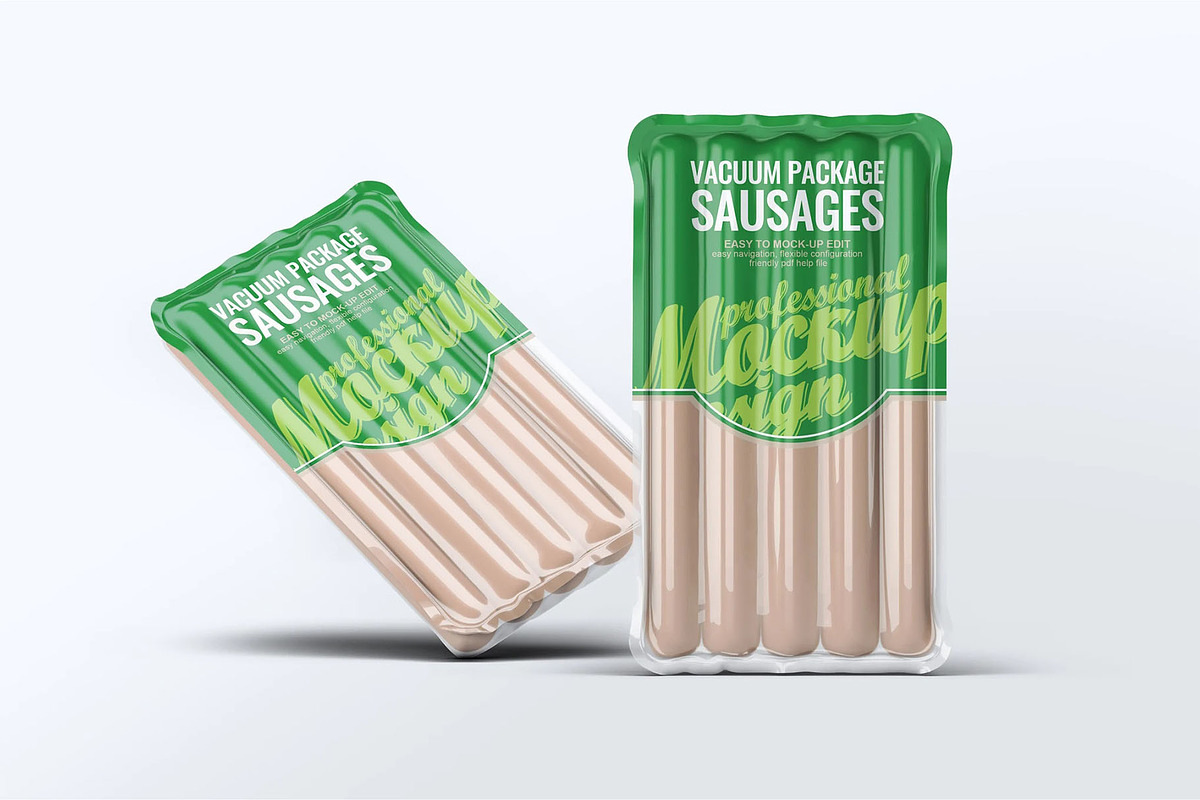 Vacuum Package Sausages Mock-Up, a Product Mockup by DesignRushMarket (Photo 6 of 8)