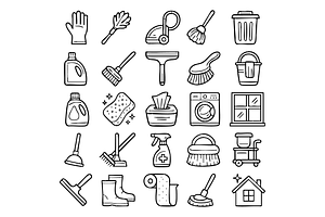Cleaning Tools Icon Set, an Object Graphic by RT Studio