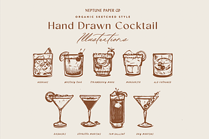 Hand Drawn Cocktails, a Decorative Illustration by Neptune Paper Co.