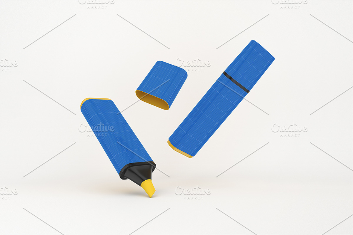 Highlighter Pen Mockup, a Pens & Pencil Mockup by Qaleb Studio