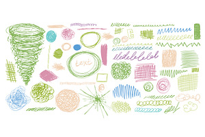 Set of colorful brush-drawn shapes, an Illustration by Nenahliadava Design
