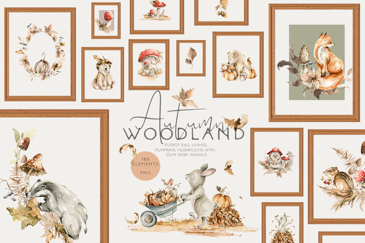Autumn woodland Forest fall animals, an Animal Illustration by 60secondsArt (Photo 1 of 13)