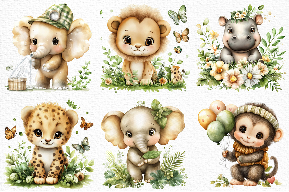 Watercolor - Safari Animals Png, an Illustration by Craft Nest (Photo 6 of 11)
