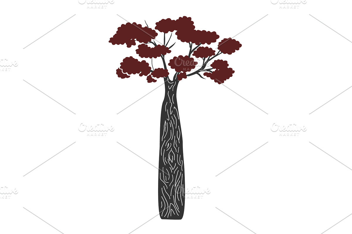 Baobab tree stylized isolated, an Object Illustration by Toltemara