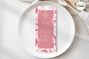 Floral Asian Wedding Menu - F1A
