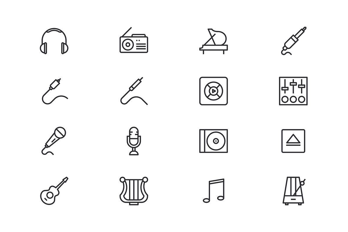 Music and Instruments Icons, an Outline Icon by Middltone (Photo 3 of 5)