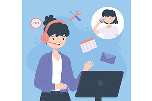 hotline support service, a Person Illustration by studiogstock