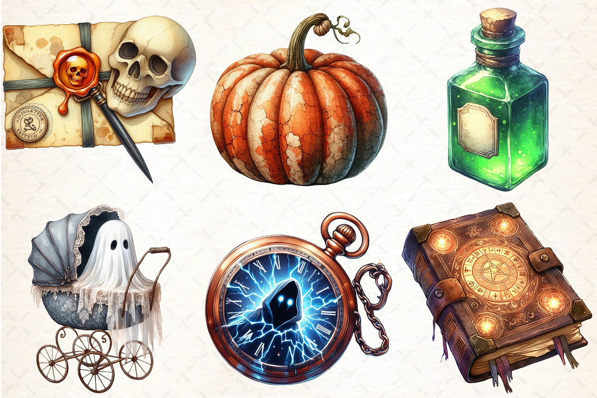 Antique Halloween Sublimation Clipar, an Illustration by DreamCafeArt (Photo 2 of 5)