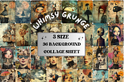 Whimsy Grunge Collage Paper Kit, a Background Graphic by GiraffeCreative (Thumbnail 1 of 9)