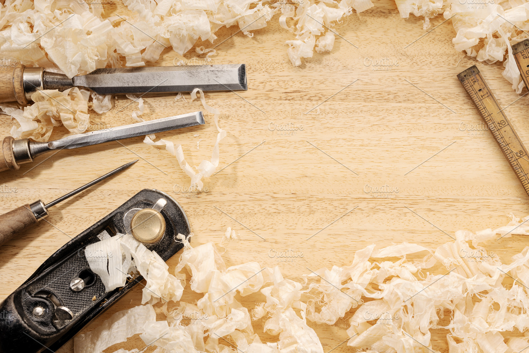 Carpentry or woodworking background, an Industrial Photo by Formatoriginal photo