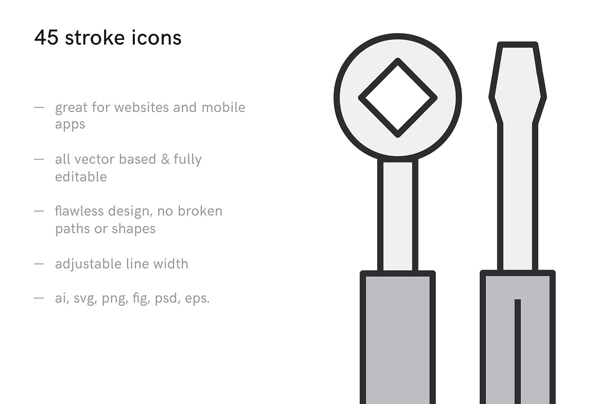 Construction Tools Icons, an Outline Icon by Middltone (Photo 2 of 4)