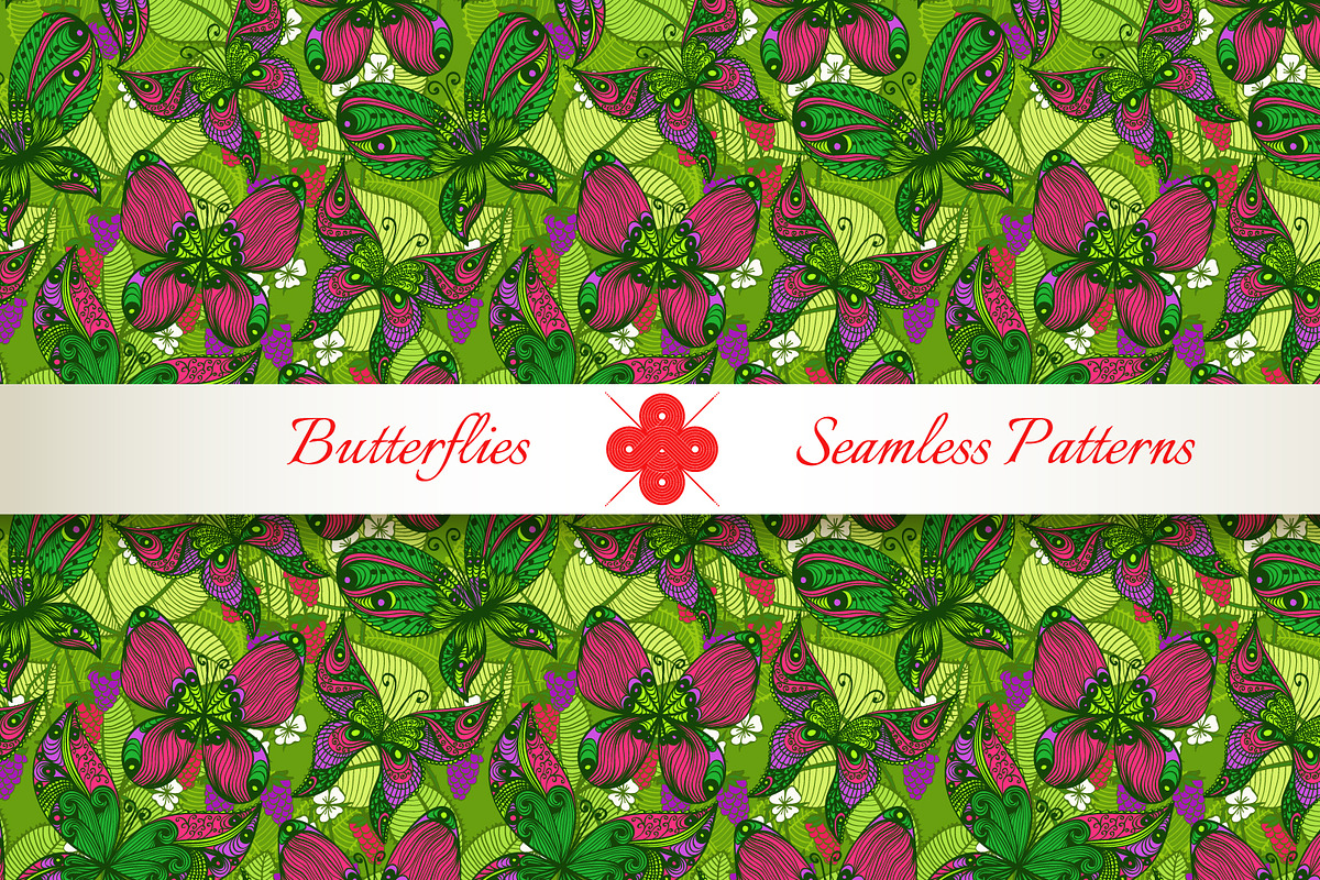 Butterflies seamless patterns, a Pattern Graphic by Patternalized (Photo 2 of 5)