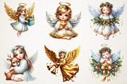 Sweet Angel Christmas Watercolor Png, an Illustration by RobertsArt (Thumbnail 2 of 5)