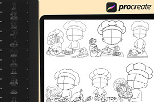 50 Procreate Chibi Cooking Poses