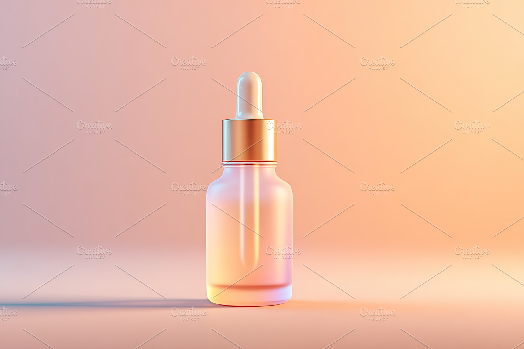 Elegant matte glass dropper bottle with a soft gradient in a serene pastel back, a Photo by AlyaAnd