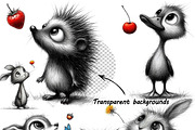 Whimsical Animal Valentine Line Art, an Illustration by one-touch (Thumbnail 6 of 8)