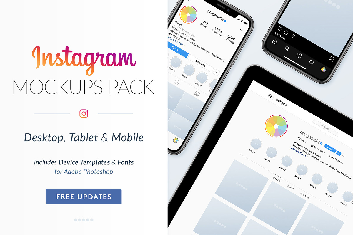 Instagram Social Media Mockups Pack, a Social Media Template by Poego Social (Photo 1 of 9)