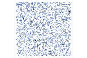Japan. Vector pattern with japanese