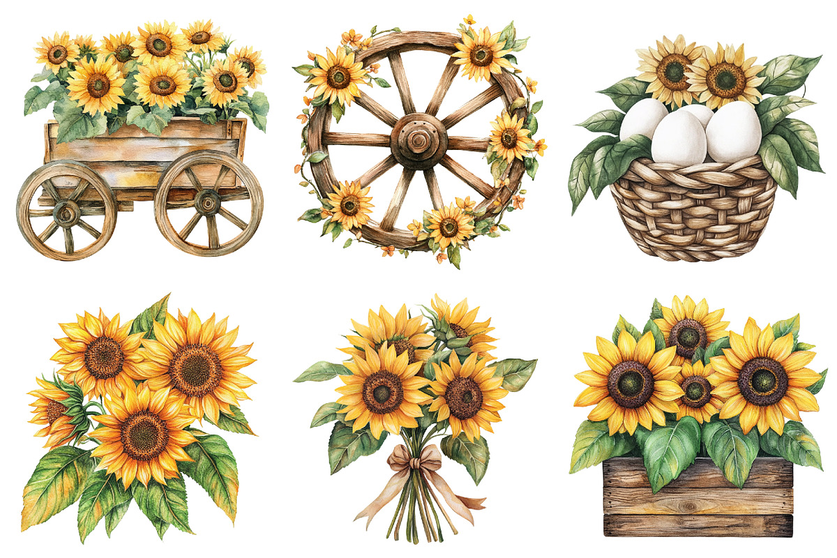 Sunflower Farm Clipart, a Seasonal Illustration by CitraGraphics (Photo 5 of 7)