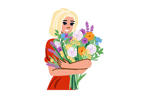 Blonde woman holding a colorful, an Object Illustration by pikepicture