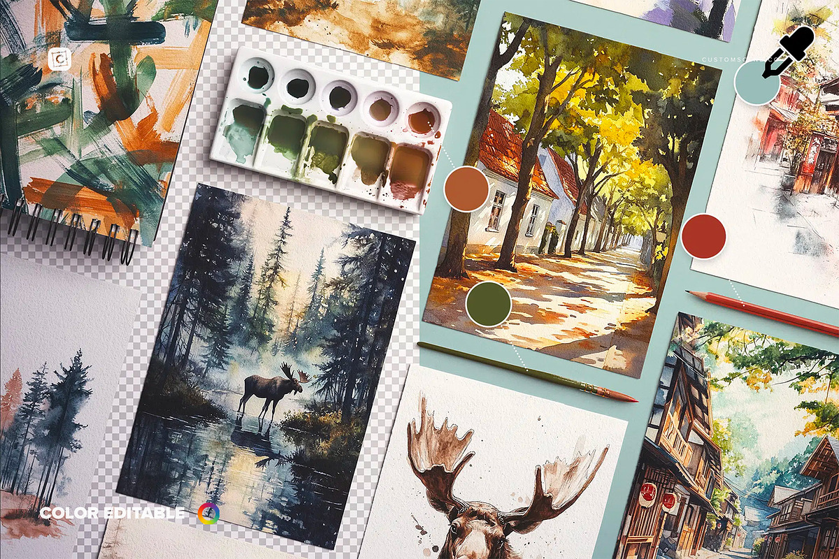 Watercolor Paper Mockup Layout, a Product Mockup by Custom Scene (Photo 6 of 10)