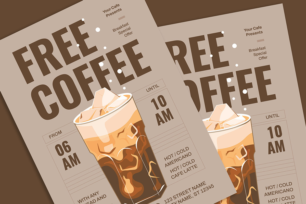Free Coffee Promotion Flyer, a Flyer Template by Gumico Studio. (Photo 3 of 3)