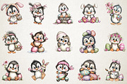 Quirky Easter Penguin Clipart Bundle, an Animal Illustration by RobertsArt (Thumbnail 4 of 6)
