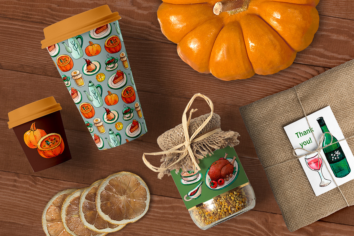Thanksgiving Day dinner set, a Food Illustration by Ekaterina Goncharova (Photo 4 of 5)