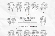 Birth Flowers Procreate PNG SVG, a Brush Add-On by LaurenceVArtiste (Thumbnail 1 of 7)