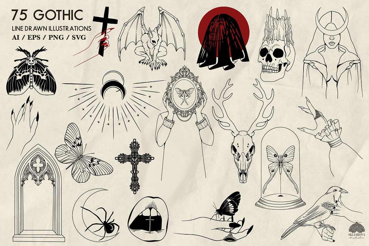Gothic Line Art + Procreate, an Object Illustration by Skliarova (Photo 4 of 8)