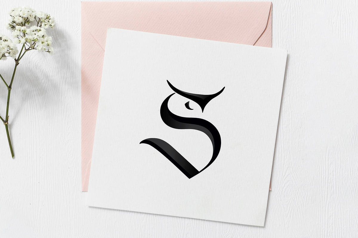 S logotype with OWL face, a Branding & Logo Template by Alexandra De Angelis (Photo 3 of 4)