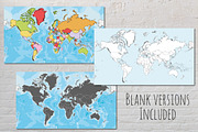 6x Illustrated Vector World Maps, an Illustration by asantosg (Thumbnail 5 of 9)