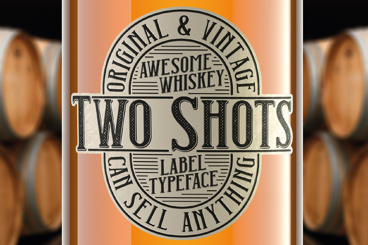 Two Shots label font, a Script Font by VozzyStock (Photo 1 of 6)