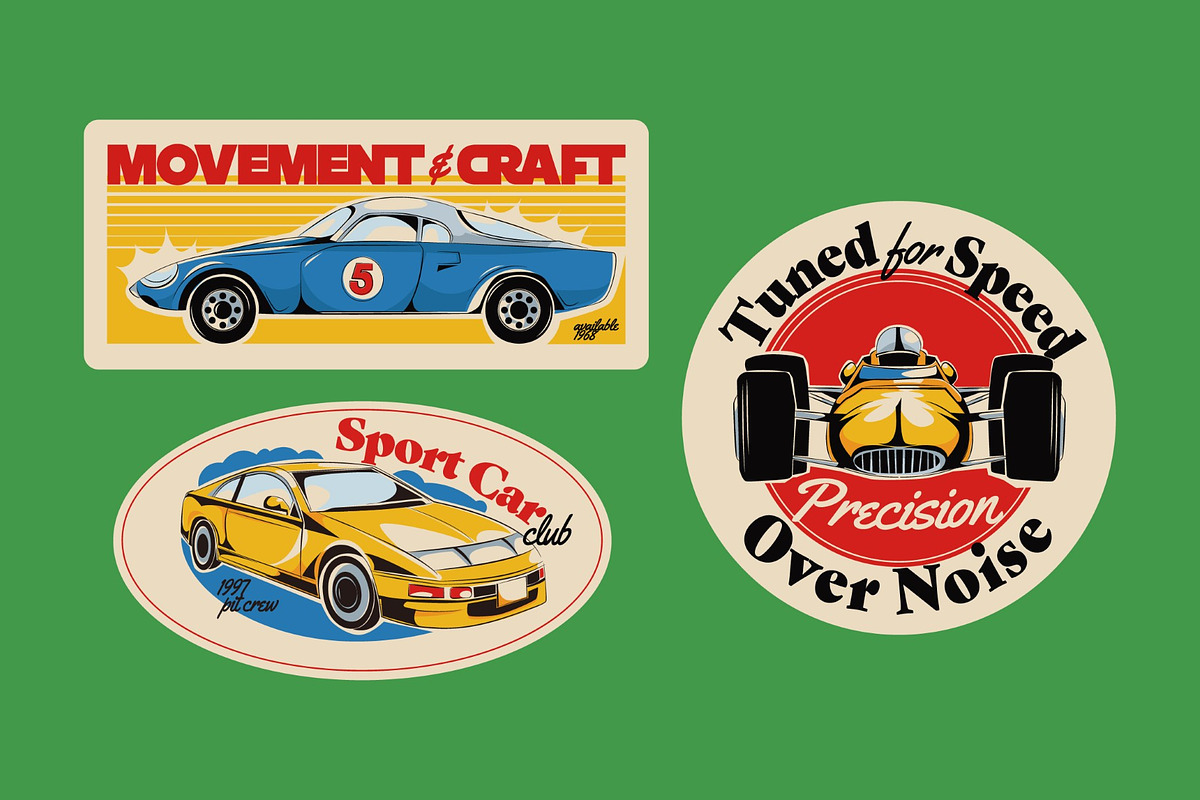 Sport Car Badge Asset Illustration, an Object Illustration by graphicook (Photo 3 of 3)