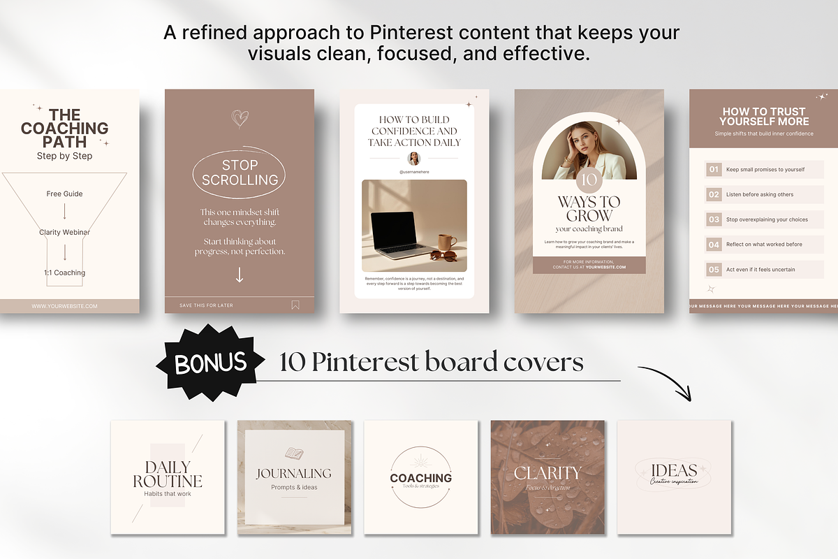 Coach Pinterest Pin Templates Canva, a Social Media Template by DigiPax (Photo 7 of 11)