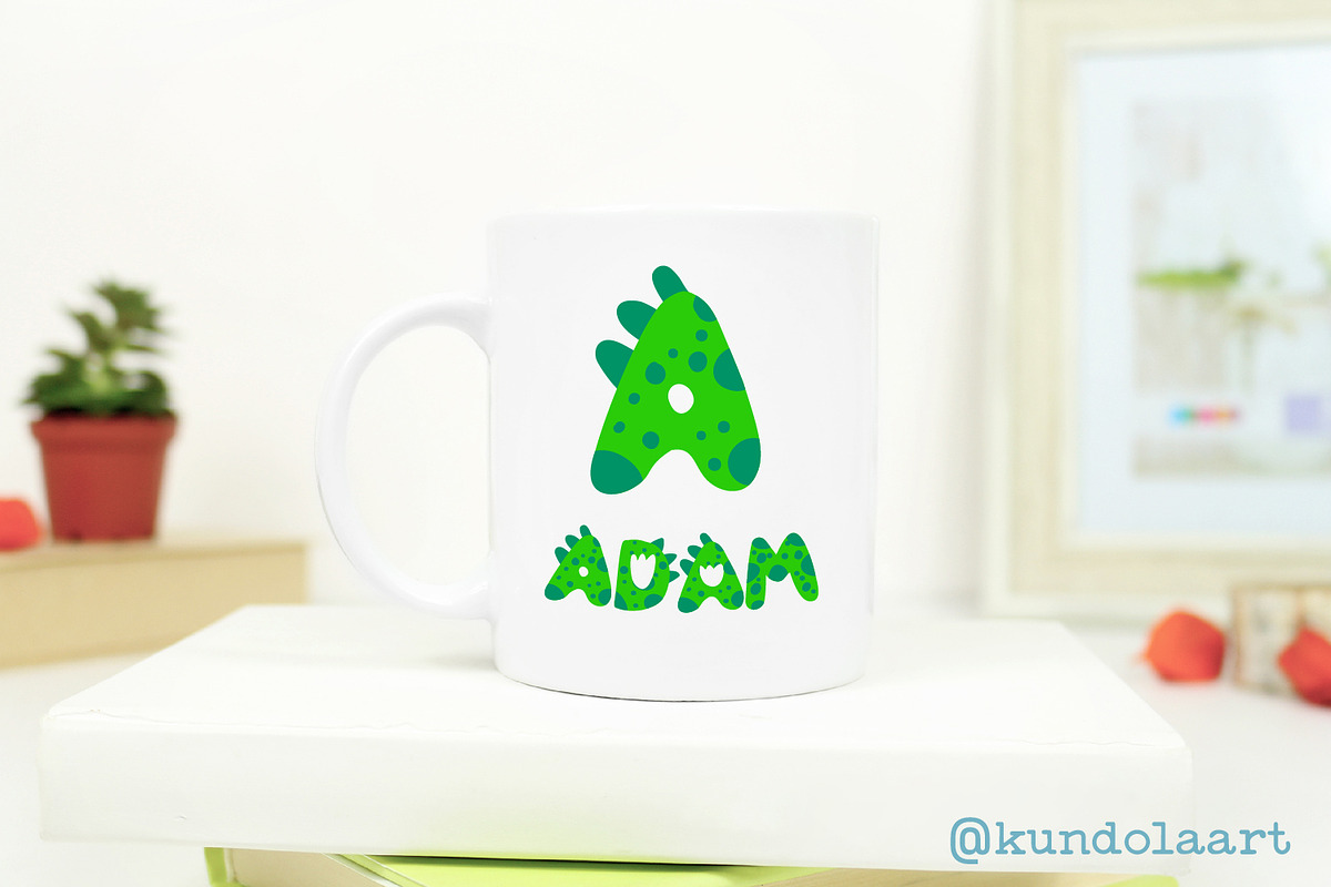 Dino green Font. Color cute dinosaur, a Font by KundolaArt (Photo 5 of 12)